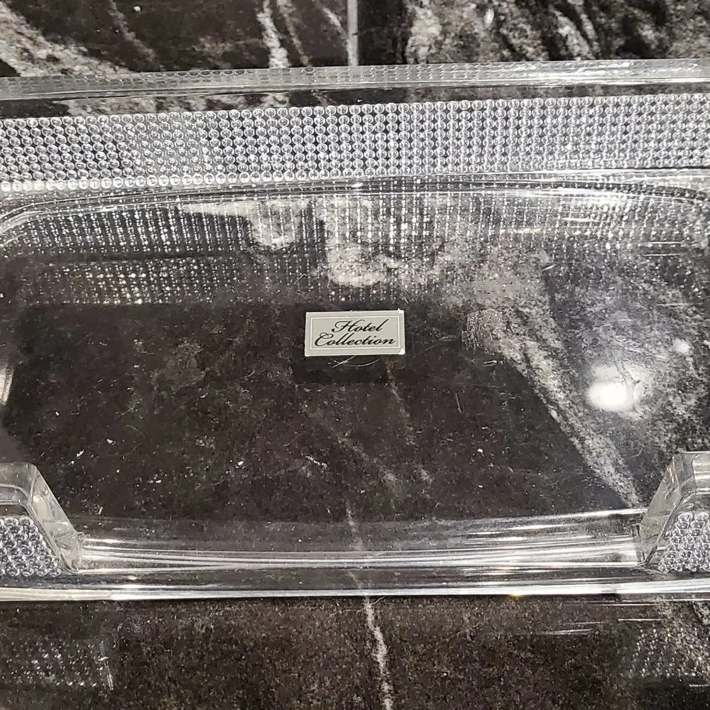 Hotel Collection Clear Vanity Tray with Rhinestones